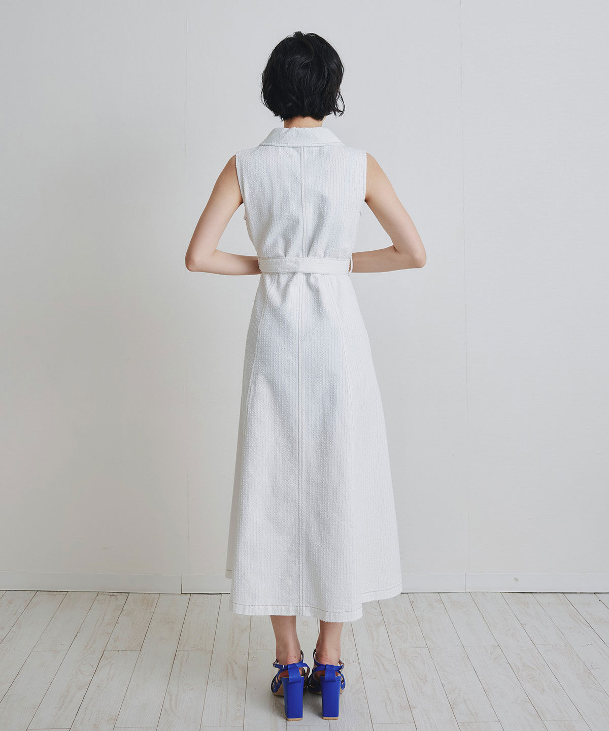 REDYAZEL「レーザーカットデニムロングシャツワンピース」|ワンピース|