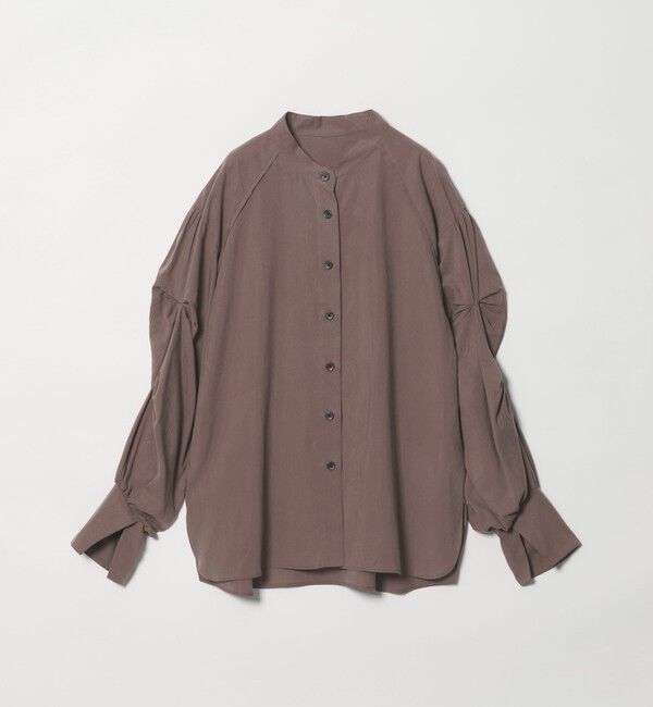 EMMEL REFINES「＜EMMEL REFINES＞EM バンドカラー ソデタック シャツ」|シャツ・ブラウス|DK.BROWN