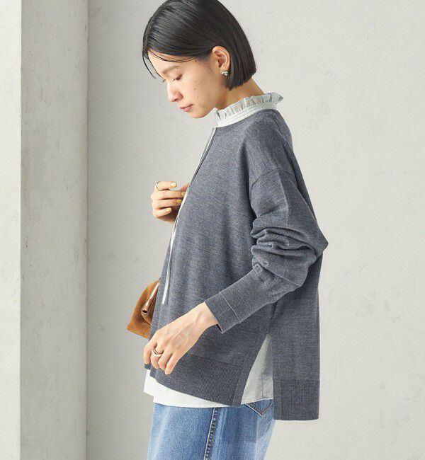 SHIPS for women「《予約》〈手洗い可能〉ウォッシャブル ウール ダブル カフス ニット プルオーバー」|ニット・セーター|