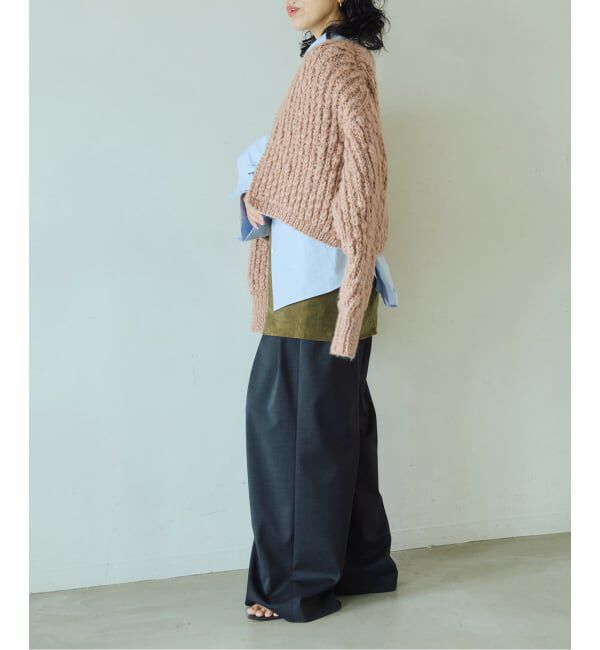 IENA LA BOUCLE「《予約》IENA LA BOUCLE スラブハンドニットショートカーディガン」|カーディガン|