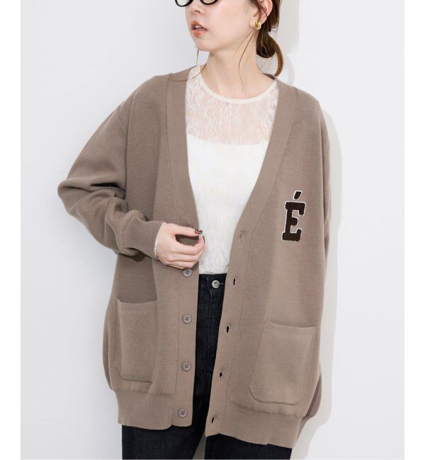 SLOBE IENA「《WEB限定カラーあり/追加予約》サガラ刺繍スエットライクニットカーディガン」|カーディガン|
