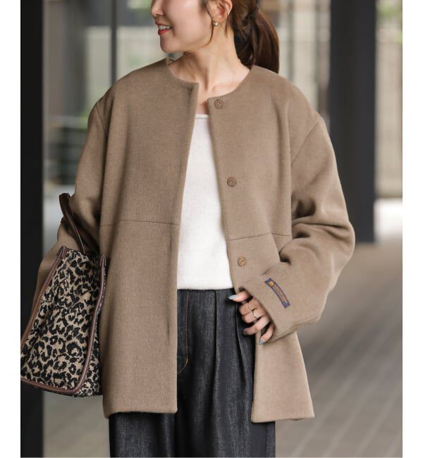 JOURNAL STANDARD relume「《追加予約 / 新色》スーパーファインビーバークルーネックコート」|ノーカラーコート|ブラウン B