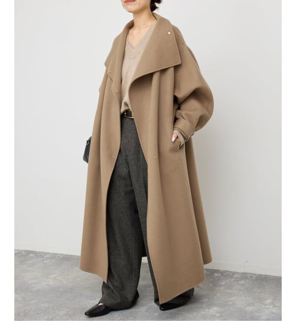 Spick and Span「《WEB限定 / 追加予約》ビーバーニュアンスカラーオーバーコート」|ノーカラーコート|