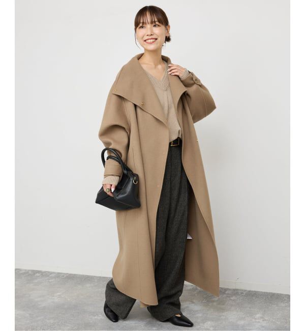Spick and Span「《WEB限定 / 追加予約》ビーバーニュアンスカラーオーバーコート」|ノーカラーコート|