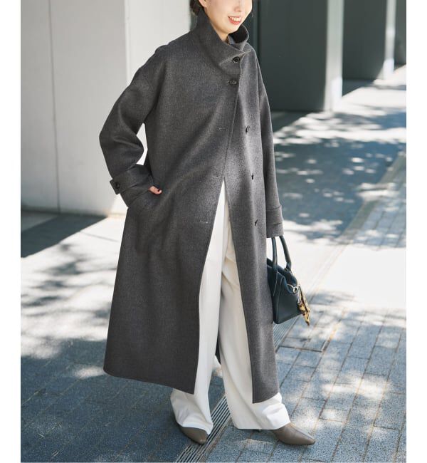 Spick and Span「《予約》スタンドカラーリバーロングコート」|ノーカラーコート|