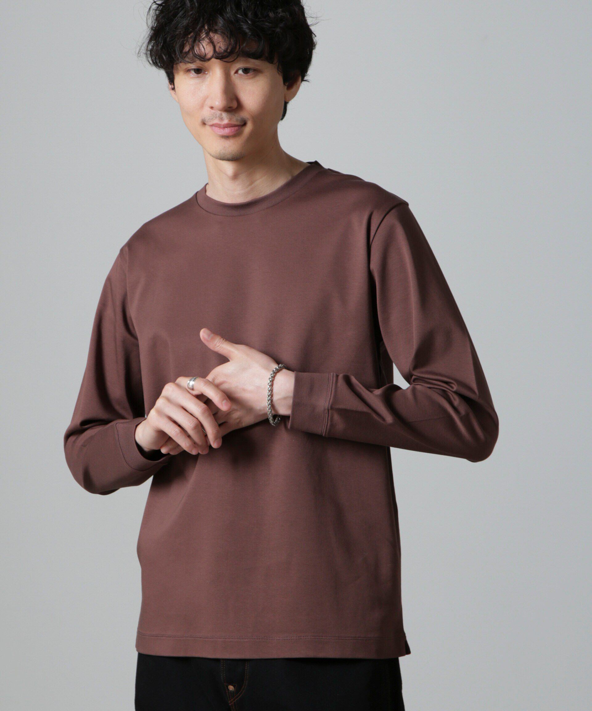 NANO universe「アンチスメルクルーネックTシャツ 長袖」|Tシャツ・カットソー|レンガ6