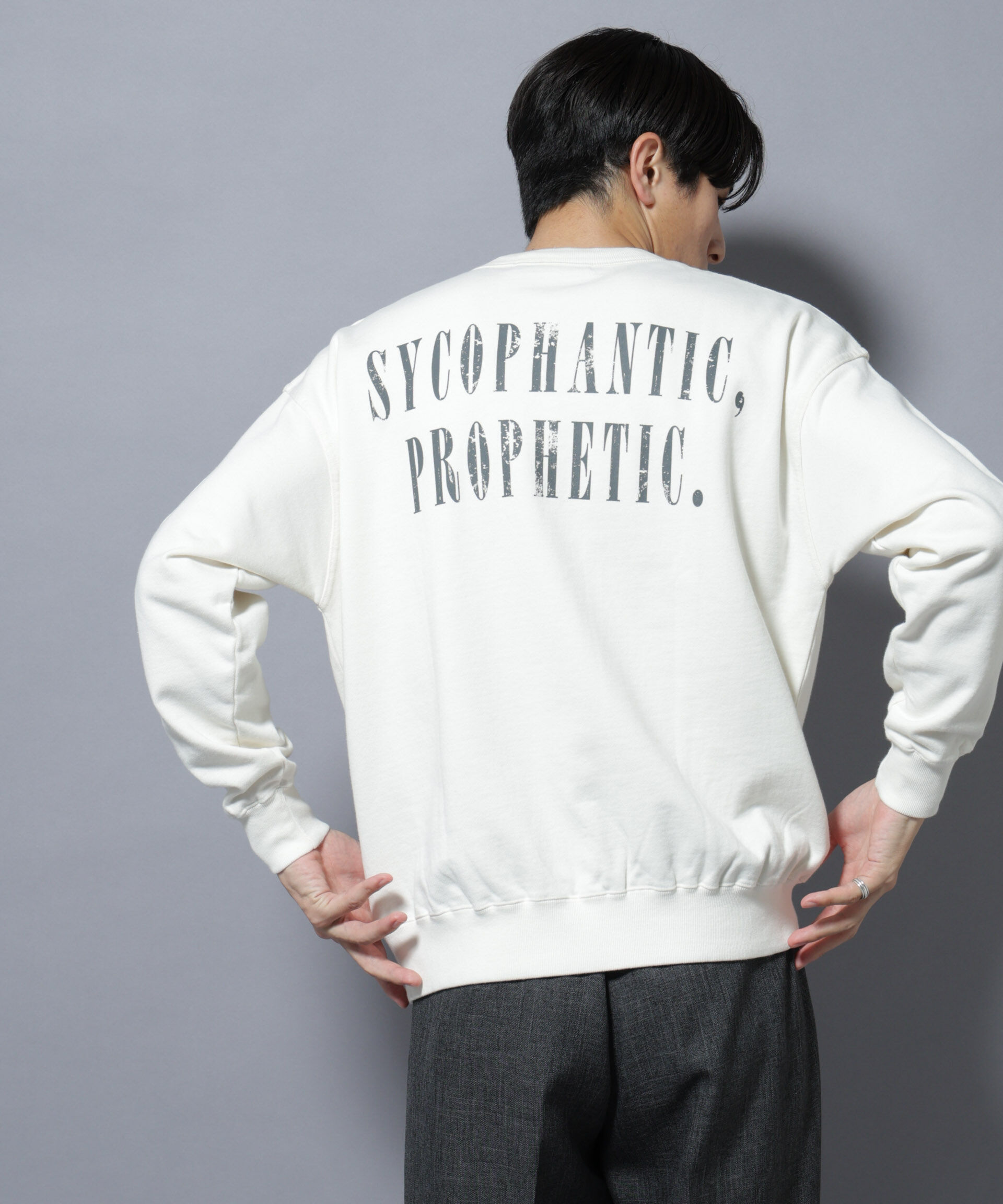 NANO universe「ヴィンテージライク エディトリアル デザインスウェット」|Tシャツ・カットソー|オフホワイト1