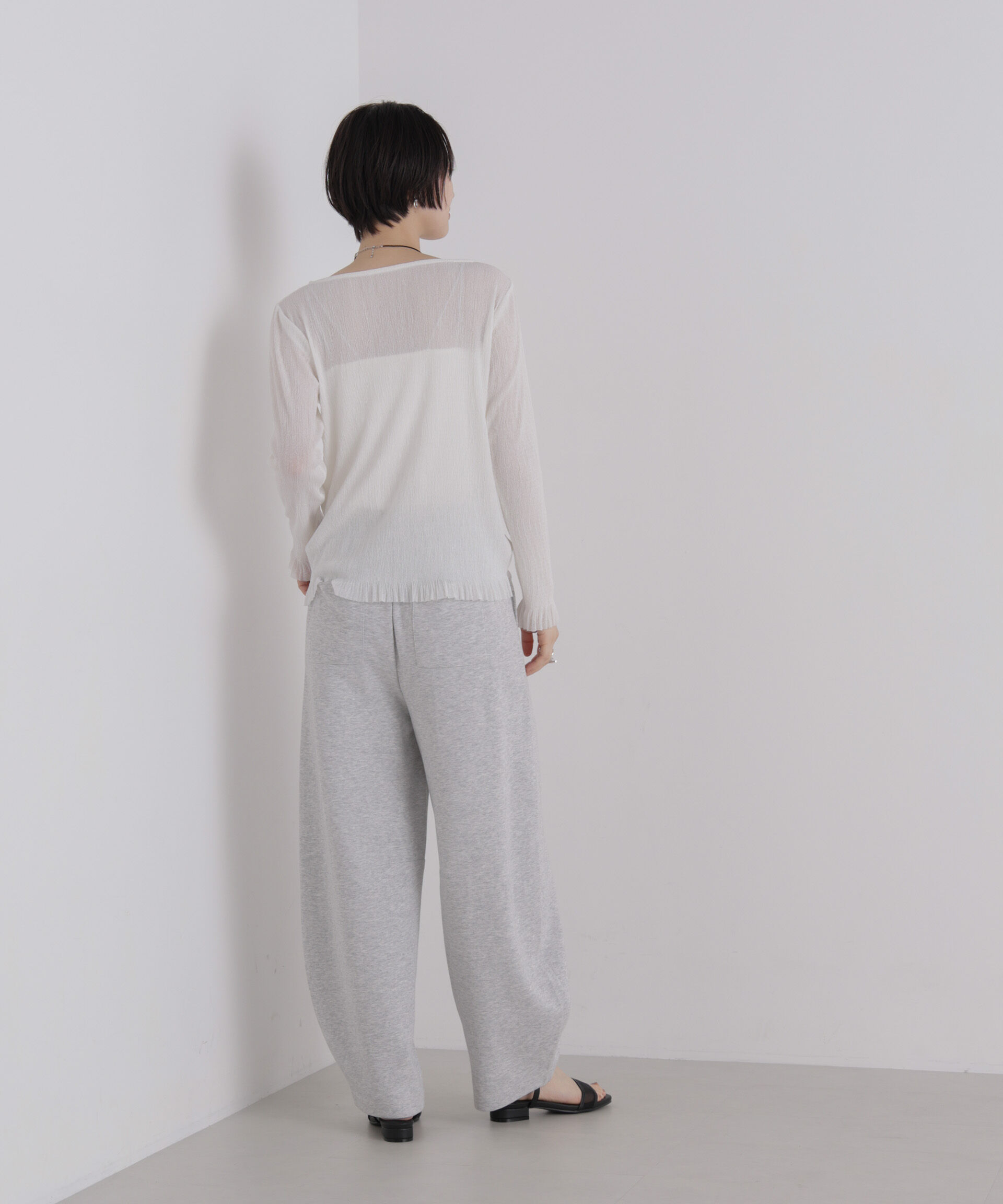 NANO universe「シアープリーツカットロングスリーブトップス」|Tシャツ・カットソー|