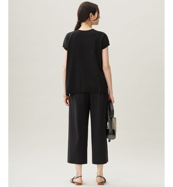 自由区「【異素材コンビ・軽やか】ジョーゼットプリーツコンビ カットソー」|Tシャツ・カットソー|