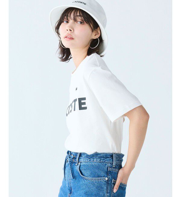 LACOSTE「ヘビーウェイトブランドネーム ラバープリント ロゴ半袖Tシャツ」|Tシャツ・カットソー|