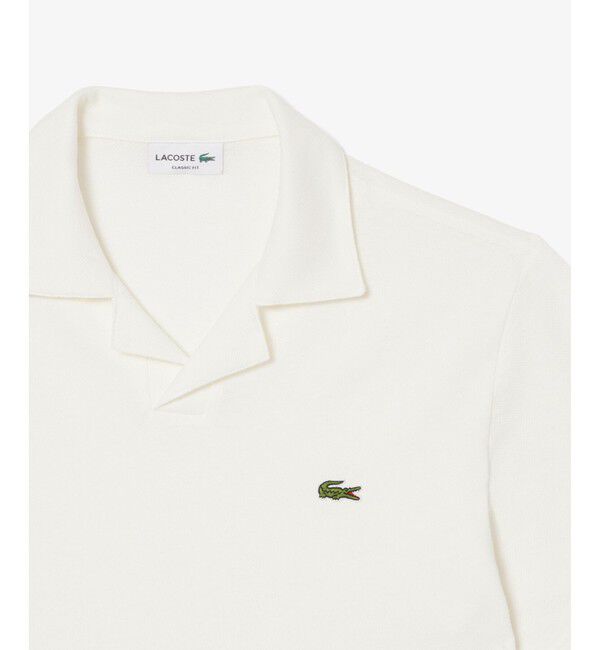 LACOSTE「コットン&times;リネン オープンカラーネックポロシャツ」|ポロシャツ|