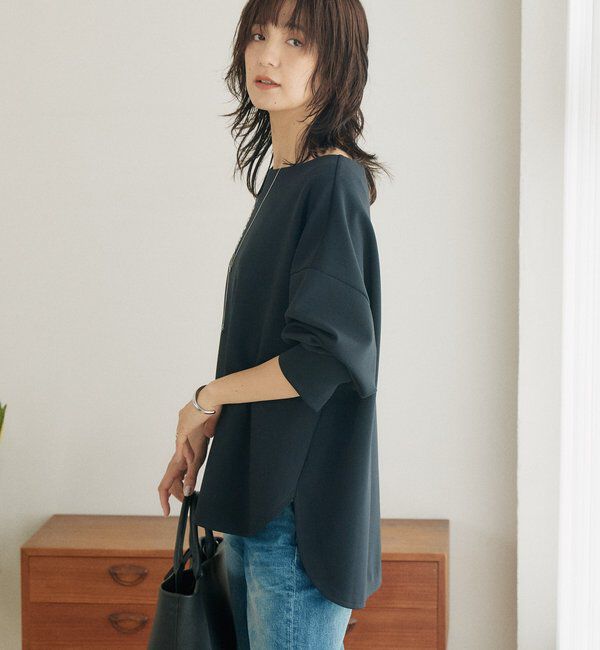  「【接触冷感/紫外線防止/防シワ】ダンボールボートネックプルオーバー」|Tシャツ・カットソー|