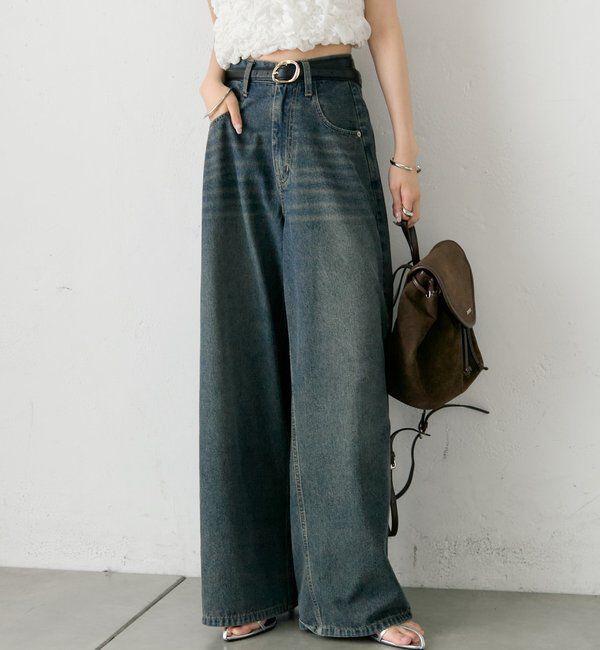  「26AWベルト付きカーブワイドデニム」|デニム|