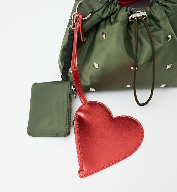 NOMINE「【cheek】heart pouch studs スタッズ ハートチャーム 巾着」|ショルダー・メッセンジャー|