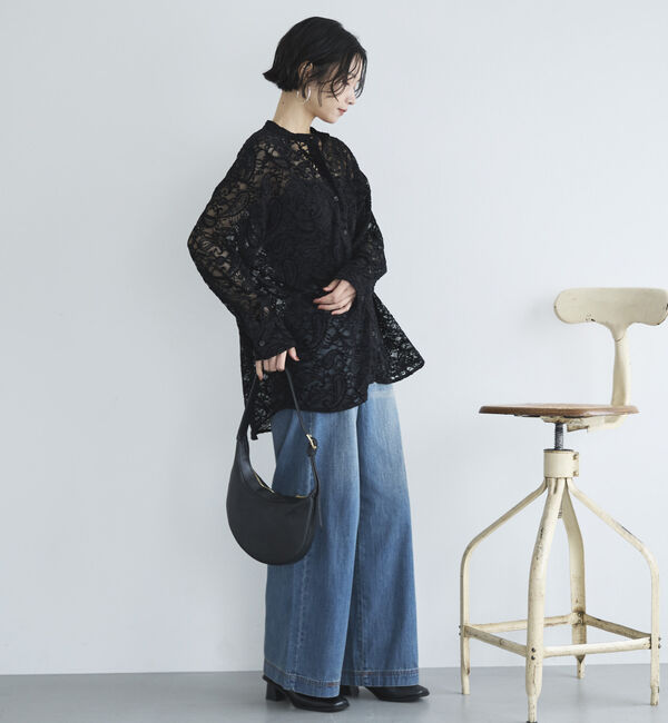 Doux archives「フロッキーレースバンドカラーシャツ／」|シャツ・ブラウス|
