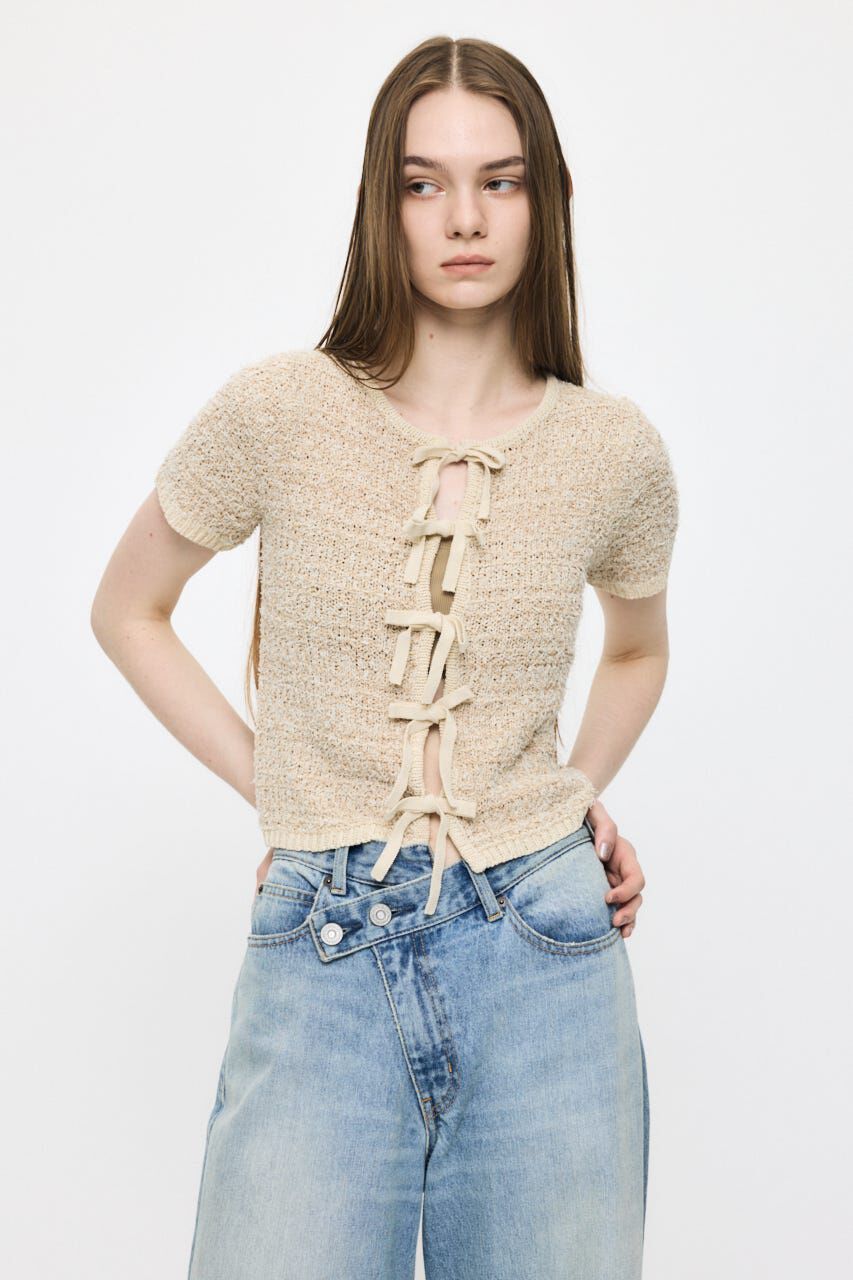 MOUSSY「FRONT RIBBON KNIT カーディガン」|ニット・セーター|