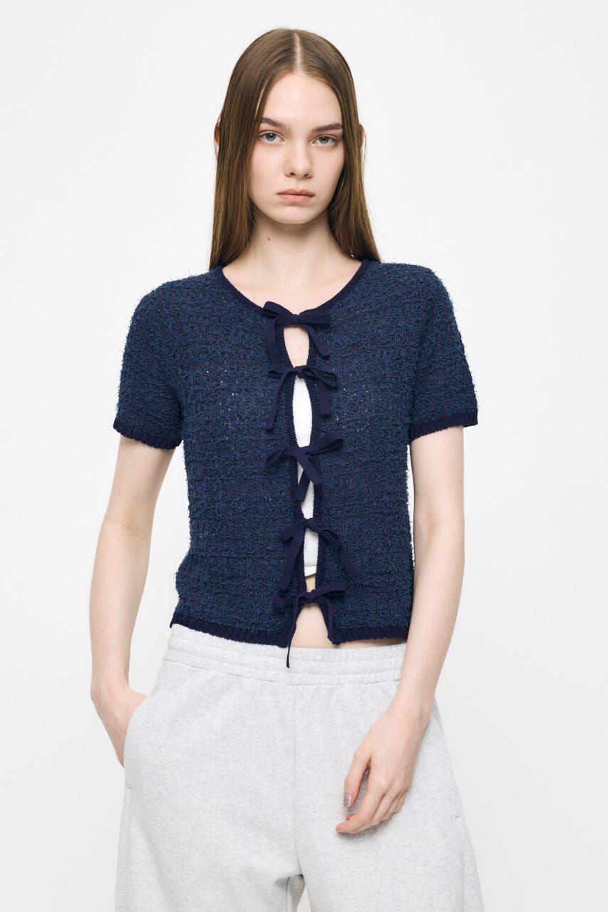 MOUSSY「FRONT RIBBON KNIT カーディガン」|ニット・セーター|NVY