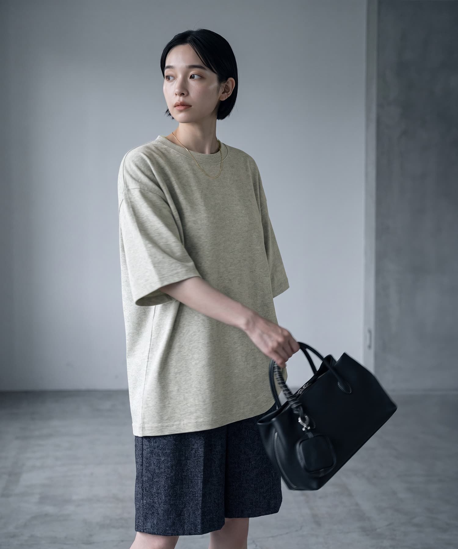 STYLE DELI「【BLK001】コントラストラインTシャツ」|Tシャツ・カットソー|グレー