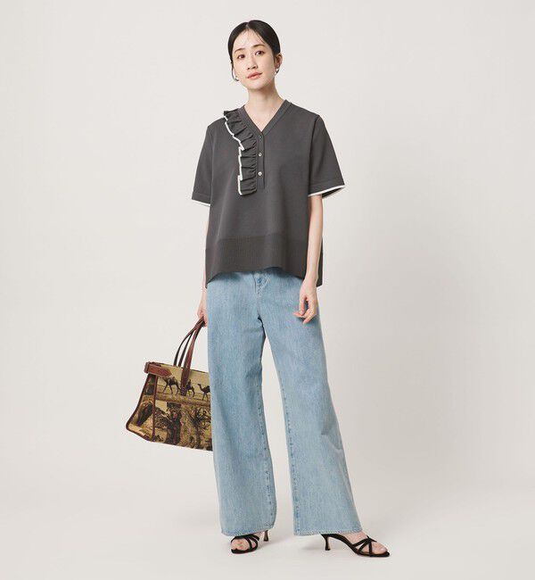 UNITED ARROWS「ミニマル フリル ショートスリーブ ニット」|ニット・セーター|