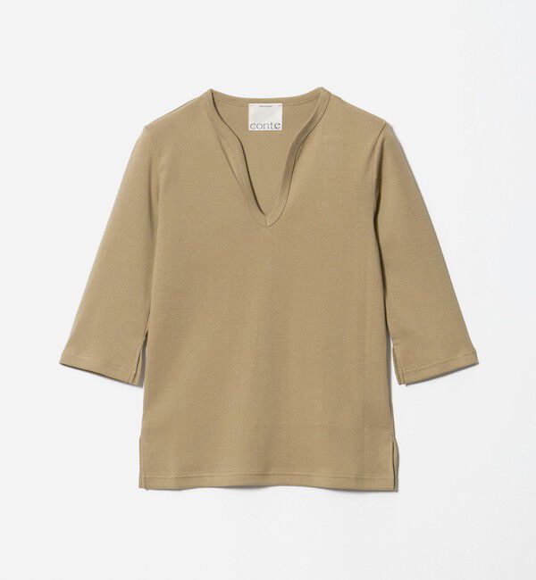 conte「＜conte＞コットン キーネック Tシャツ」|Tシャツ・カットソー|BEIGE