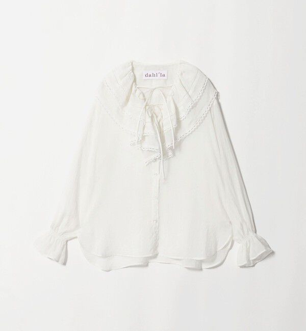 UNITED ARROWS「【別注】＜dahl&rsquo;ia＞フリル ドレープ ブラウス」|シャツ・ブラウス|WHITE