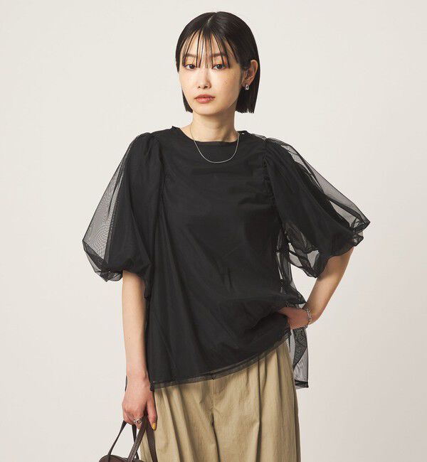UNITED ARROWS green label relaxing「チュール 2WAY プルオーバー」|Tシャツ・カットソー|BLACK