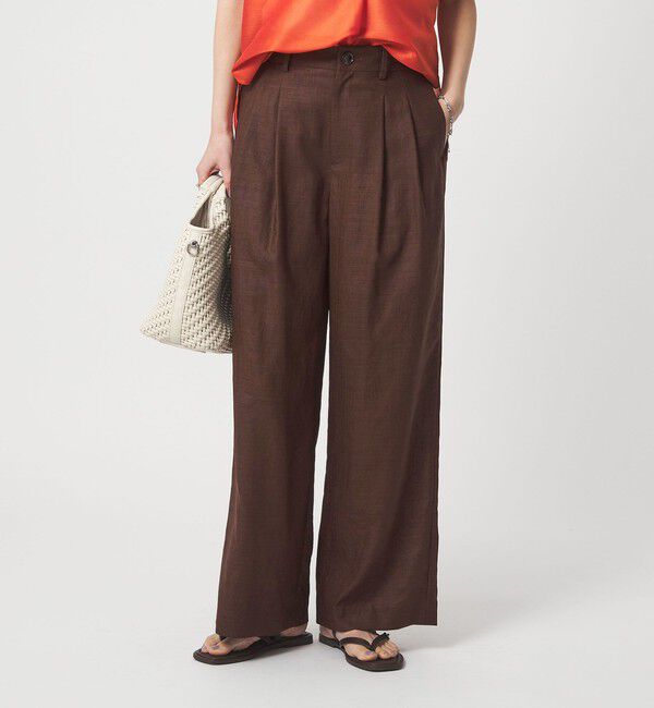 UNITED ARROWS green label relaxing「［size SHORT/TALLあり］ライト リネンライク タック ワイドパンツ UVカット 通気性」|スラックス|