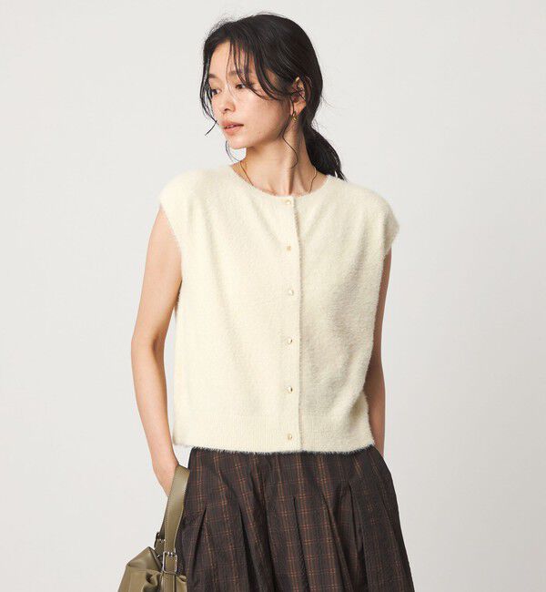 UNITED ARROWS green label relaxing「フラッフフェザー 2WAY フレンチスリーブ ニット」|ニット・セーター|OFF WHITE