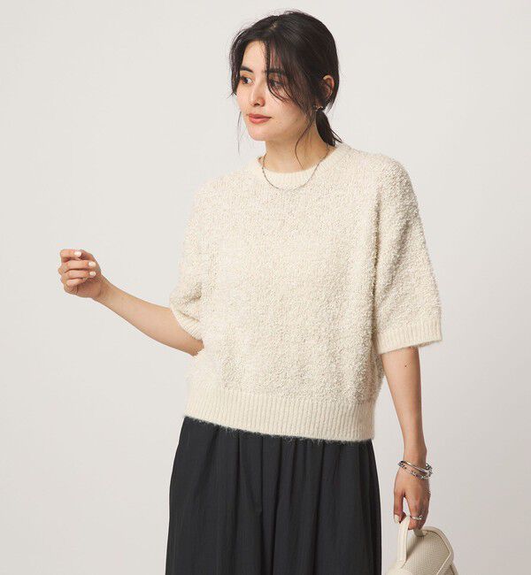UNITED ARROWS green label relaxing「リボンヤーン ハーフスリーブ ニット プルオーバー」|ニット・セーター|