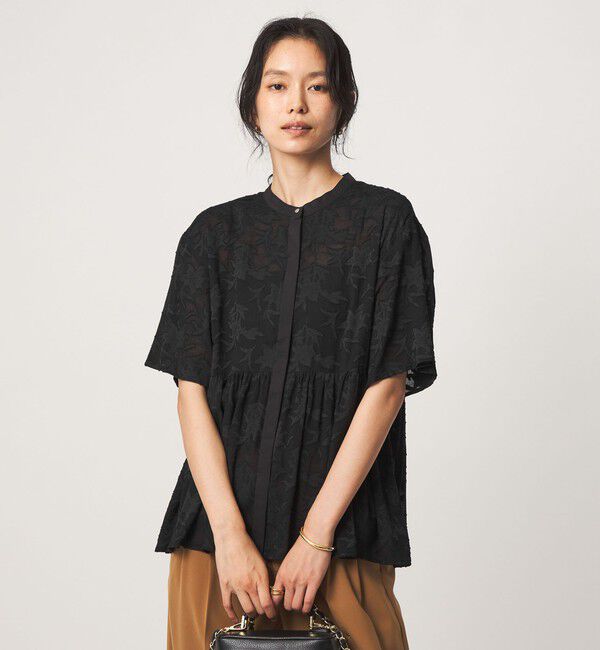 UNITED ARROWS green label relaxing「カット ジャガード 5分袖 ブラウス」|シャツ・ブラウス|