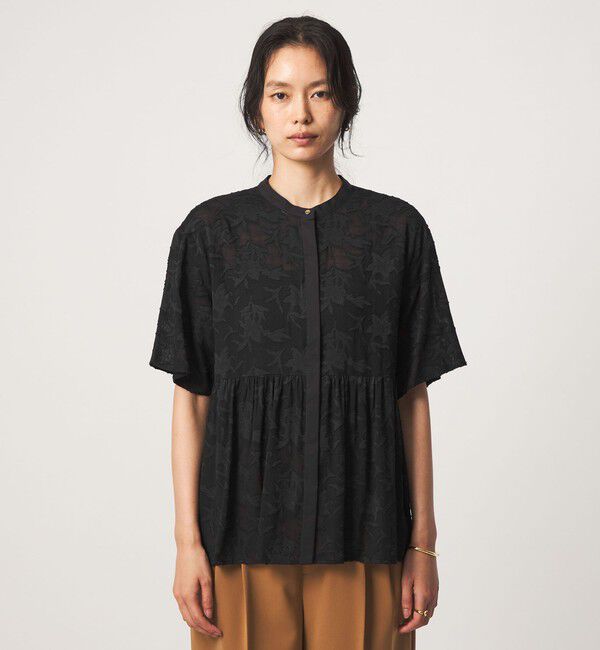 UNITED ARROWS green label relaxing「カット ジャガード 5分袖 ブラウス」|シャツ・ブラウス|