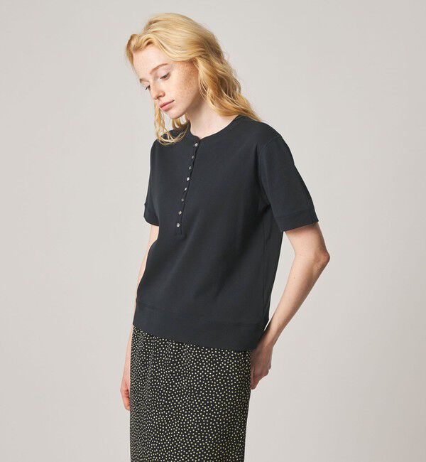 STEVEN ALAN「＜Steven Alan＞コットン ヘンリーネック ショートスリーブ プルオーバー」|Tシャツ・カットソー|BLACK