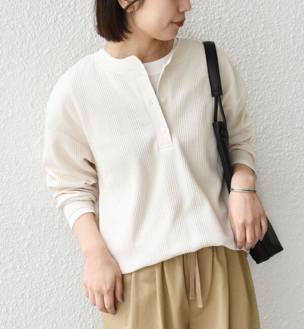 SHIPS Colors 「《追加・新色予約》【WEB限定】SHIPS Colors:変形ワッフル ヘンリーネックプルオーバー◆」|Tシャツ・カットソー|