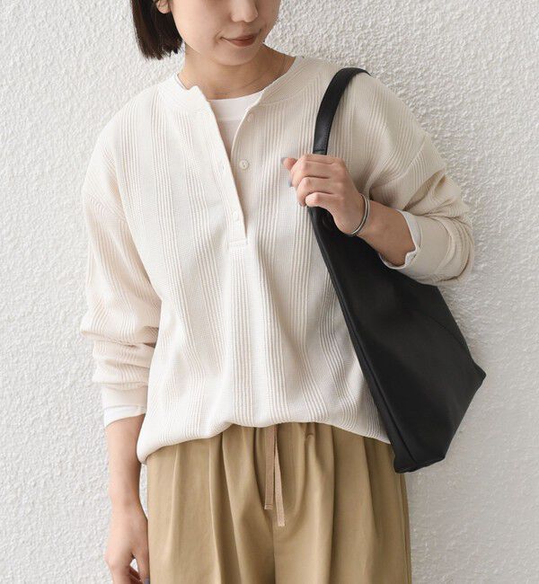 SHIPS Colors 「《追加・新色予約》【WEB限定】SHIPS Colors:変形ワッフル ヘンリーネックプルオーバー◆」|Tシャツ・カットソー|