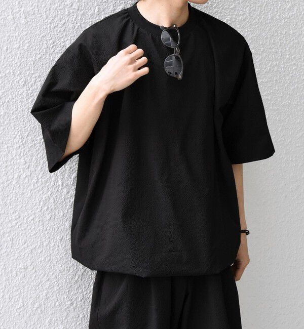 SHIPS any「SHIPS any:〈撥水/軽量/ストレッチ〉SOLOTEX(R)  シアサッカー スピンドル Tシャツ ◇」|Tシャツ・カットソー|ブラック