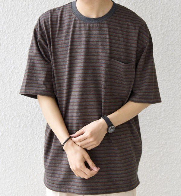 SHIPS any「SHIPS any:〈接触冷感〉マルチ ボーダー ポケット Tシャツ◇」|Tシャツ・カットソー|