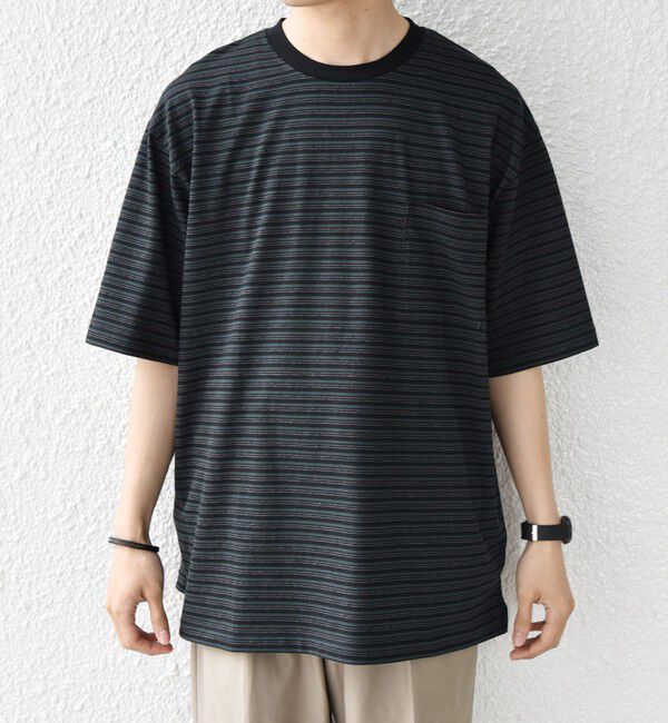 SHIPS any「SHIPS any:〈接触冷感〉マルチ ボーダー ポケット Tシャツ◇」|Tシャツ・カットソー|