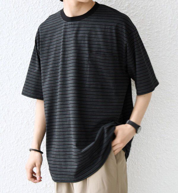 SHIPS any「SHIPS any:〈接触冷感〉マルチ ボーダー ポケット Tシャツ◇」|Tシャツ・カットソー|