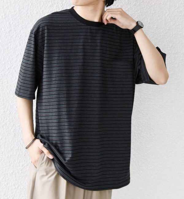 SHIPS any「SHIPS any:〈接触冷感〉マルチ ボーダー ポケット Tシャツ◇」|Tシャツ・カットソー|
