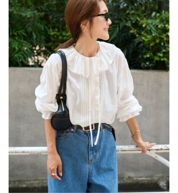 OUTDOOR PRODUCTS Usual Things「≪予約≫コットンレースフリルカラーブラウス」|シャツ・ブラウス|
