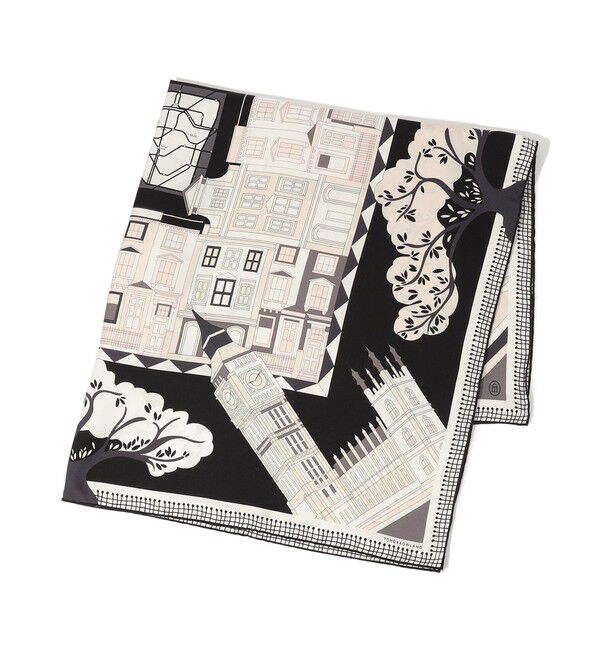 TOMORROWLAND GOODS「ATELIER TOMORROW LONDON CITY シルクスカーフ」|バンダナ・スカーフ|12 ブラック系