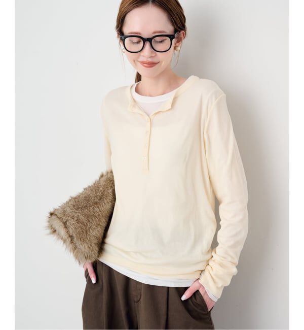 SLOBE IENA「《2枚セット/予約》ヘンリーネック&times;クルーネック ロンTEEセット」|Tシャツ・カットソー|