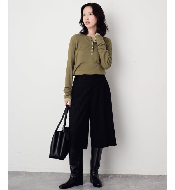 SLOBE IENA「《2枚セット/予約》ヘンリーネック&times;クルーネック ロンTEEセット」|Tシャツ・カットソー|
