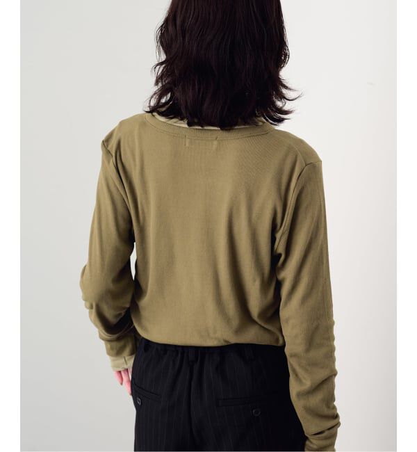 SLOBE IENA「《2枚セット/予約》ヘンリーネック&times;クルーネック ロンTEEセット」|Tシャツ・カットソー|