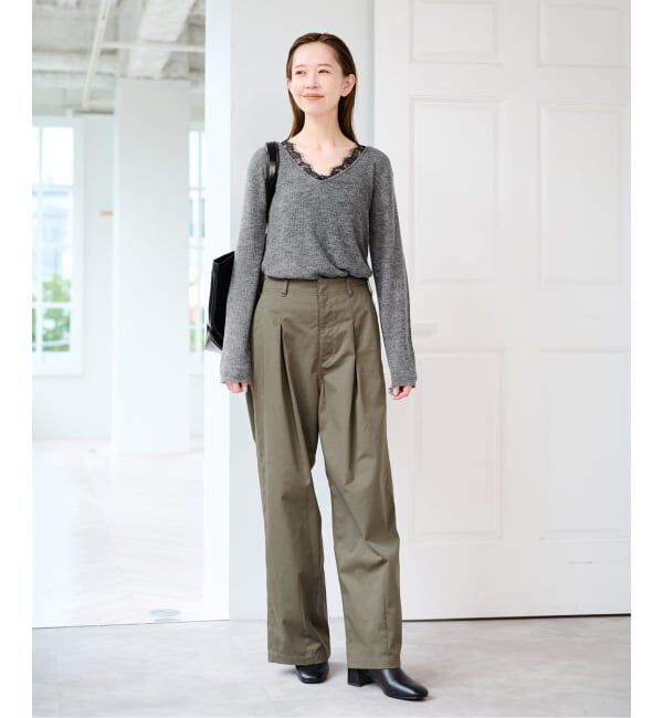 U by SPICK&SPAN「《予約》レースドッキングニット」|ニット・セーター|