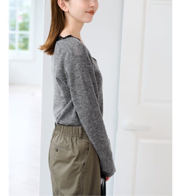 U by SPICK&SPAN「《予約》レースドッキングニット」|ニット・セーター|