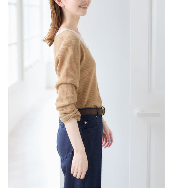 U by SPICK&SPAN「《予約》レースドッキングニット」|ニット・セーター|