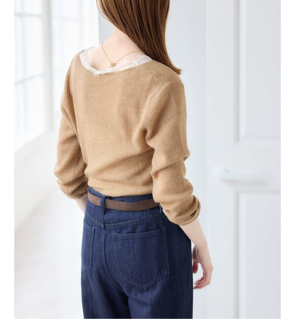 U by SPICK&SPAN「《予約》レースドッキングニット」|ニット・セーター|