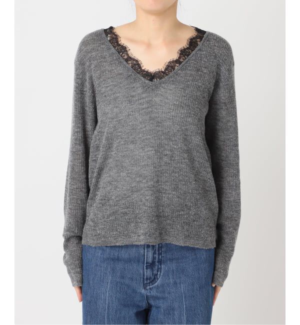 U by SPICK&SPAN「《予約》レースドッキングニット」|ニット・セーター|