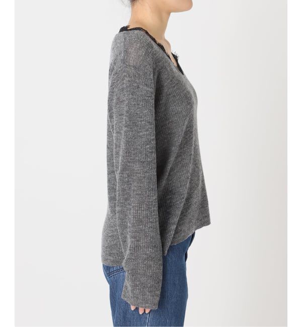 U by SPICK&SPAN「《予約》レースドッキングニット」|ニット・セーター|